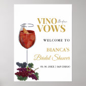 Vino vor Vows Floral Brautparty Willkommen Poster (Vorne)