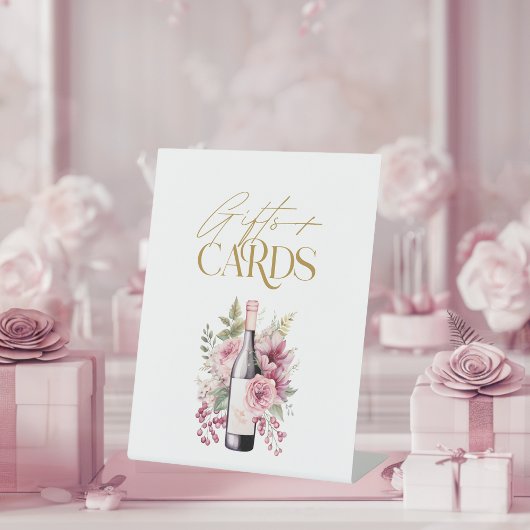 Vino vor Vows Geschenke und Karten Brautparty Sockelschild