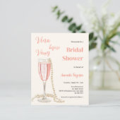 Vino vor Vows rosa Bridal Dusche Einladung (Stehend Vorderseite)