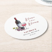 Vino vor Vows Weinthema Brautparty Runder Pappuntersetzer (Angewinkelt)