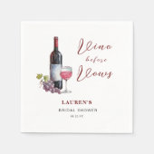 Vino vor Vows Weinthema Brautparty Serviette (Vorderseite)