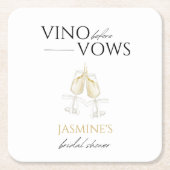 Vino vor Vows Weißes Brautparty Rechteckiger Pappuntersetzer (Vorderseite)