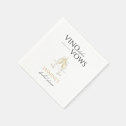 Vino vor Vows Weißes Brautparty Serviette (Ecke)