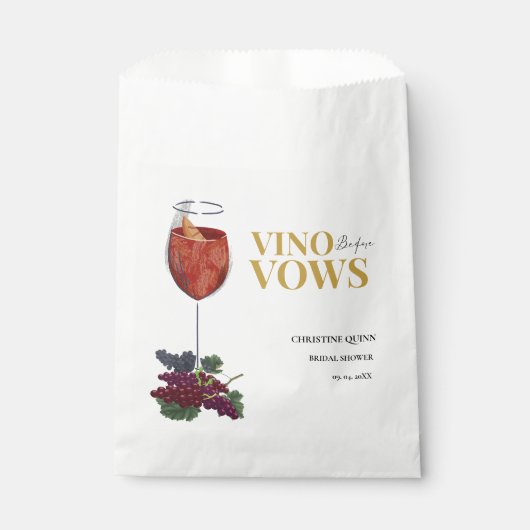 Vinow vor den Gelübden Weinproben Brautparty Geschenktütchen (Vorderseite)