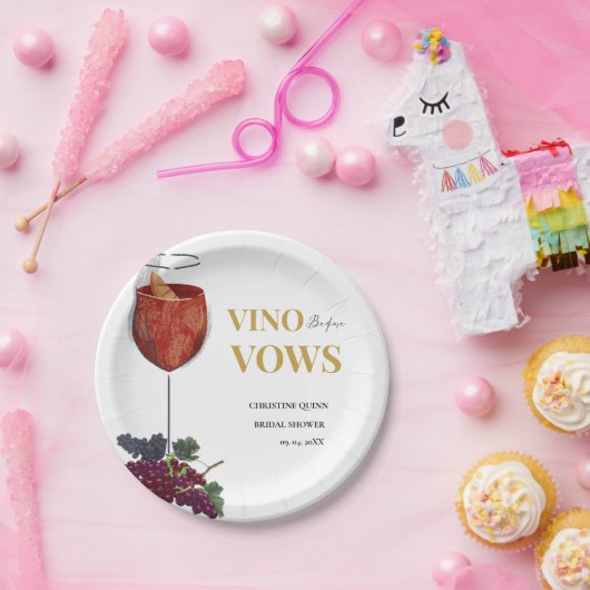 Vinow vor den Gelübden Weinproben Brautparty Pappteller (Party)