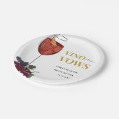 Vinow vor den Gelübden Weinproben Brautparty Pappteller (Schrägansicht)