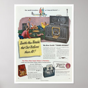VINT 'RECYCLED ART' DRUCKMAGAZIN RADIOWERBUNG 1950 POSTER