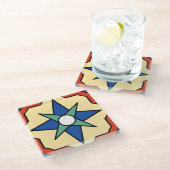 Vinta Catalina Island Tile Design Glasuntersetzer (Schrägansicht)