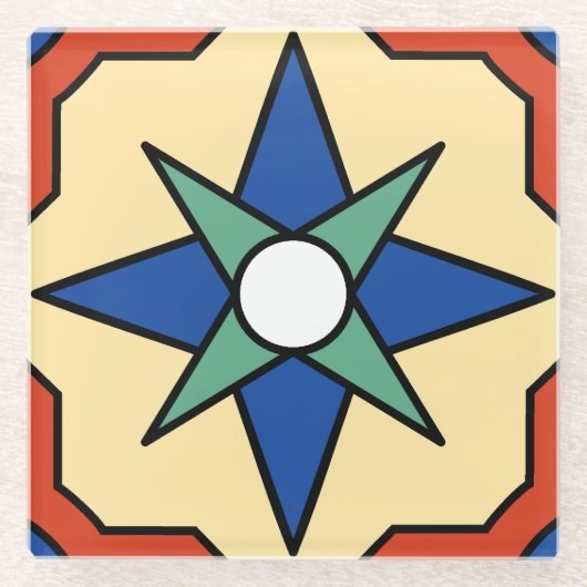 Vinta Catalina Island Tile Design Glasuntersetzer (Vorderseite)