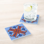 Vinta Catalina Island Tile Design Glasuntersetzer (Schrägansicht)