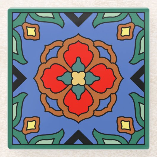 Vinta Catalina Island Tile Design Glasuntersetzer (Vorderseite)