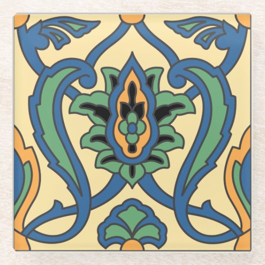 Vinta Catalina Island Tile Design Glasuntersetzer (Vorderseite)