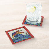 Vinta Catalina Island Tile Design Glasuntersetzer (Schrägansicht)