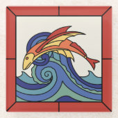 Vinta Catalina Island Tile Design Glasuntersetzer (Vorderseite)