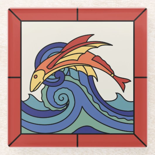 Vinta Catalina Island Tile Design Glasuntersetzer (Vorderseite)