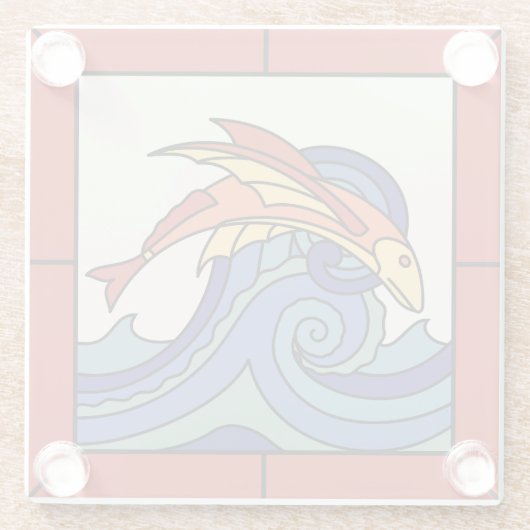 Vinta Catalina Island Tile Design Glasuntersetzer (Rückseite)