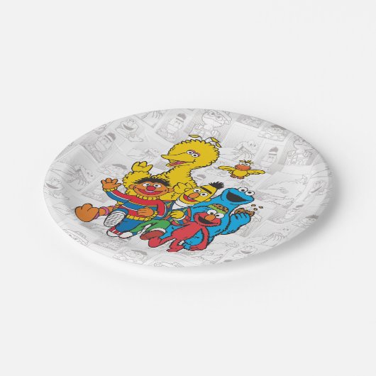 Vintag 123 Sesamstraße Pappteller (Schrägansicht)