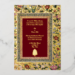 Vintag 1618 Elegante indische Vögel & Blumenhochze Folieneinladung