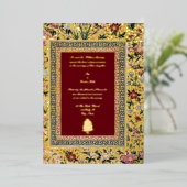 Vintag 1618 Elegante indische Vögel & Blumenhochze Folieneinladung (Stehend vorne)