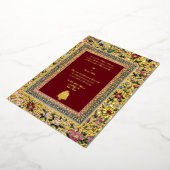 Vintag 1618 Elegante indische Vögel & Blumenhochze Folieneinladung (Gedreht)