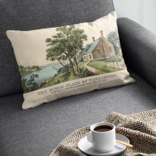 Vintag 1732 Geburtsort von George Washington Brown Dekokissen