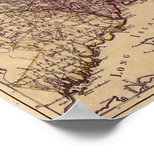 Vintag 1796 Connecticut Map Poster (Ecke)