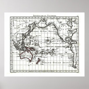 Vintag 1806 Karte - Australasie et Polynesie Poster