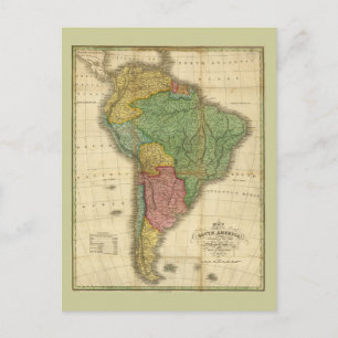 Vintag 1826 South America Map von Anthony Finley Postkarte