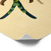 Vintag 1830 Hummingbird Print Green Red Poster (Ecke)