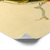 Vintag 1830 Hummingbird Print Red Green Poster (Ecke)