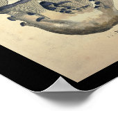 Vintag 1831 Mushroom Variety Blue Brown Print Poster (Ecke)