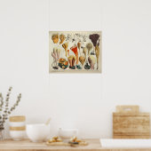 Vintag 1831 Mushroom Variety Red Brown Print Poster (Küche)