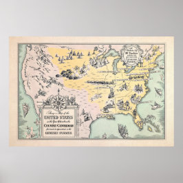 Vintag 1831 USA Karte Poster