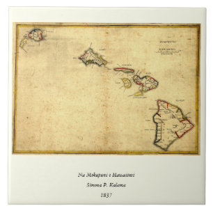 Vintag 1837 Hawaii Map - Hawaiianische Inseln Fliese