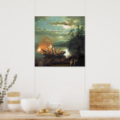 "Vintag-1851-nächtliche Hochseefischerei mit Harpu Poster (Küche)