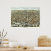 Vintag 1870 Dayton Ohio View Poster (Küche)