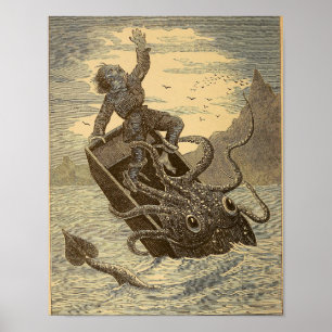 Vintag 1879 Großer Tintenfisch Poster