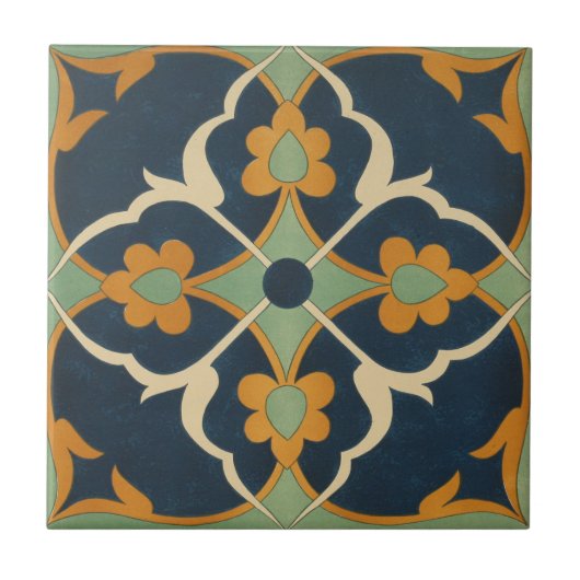 Vintag 1884 Zierarbeit Keramik Grün Fliese (Vorderseite)