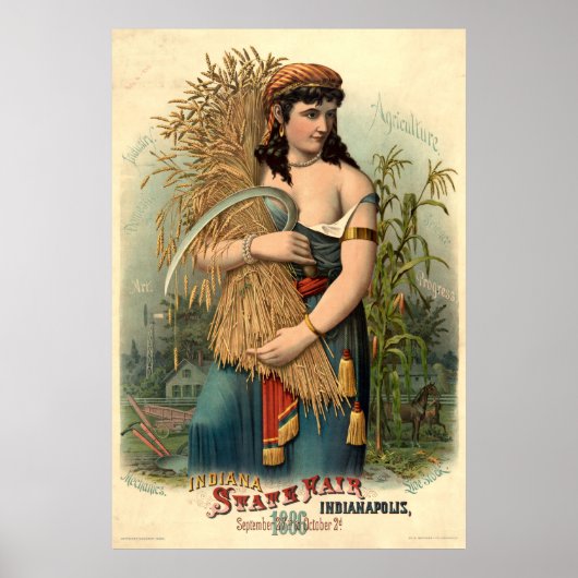 Vintag 1886 Indiana Staat Fair, Indianapolis Poster (Vorne)