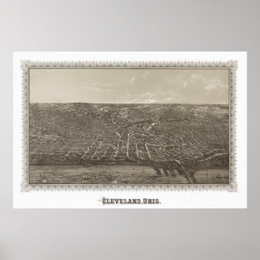 Vintag 1887 Cleveland Ohio View Poster (Vorne)