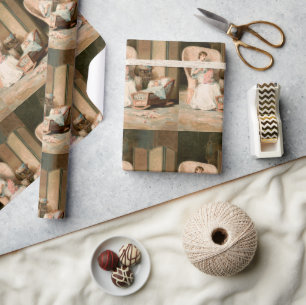 Vintag 1888 Mutter und Baby im Schlaf, wiederherge Geschenkpapier