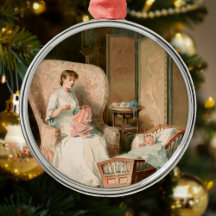 Vintag 1888 Mutter und Kind, Weihnachten wiederher