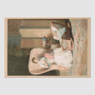 Vintag 1888 Mutter und Kind, wiederhergestellt Dec Seidenpapier