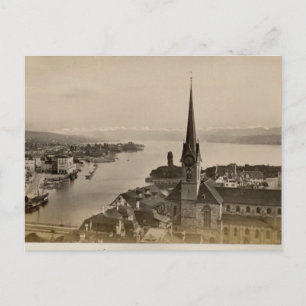 Vintag, 1890, Zürich und Zürichsee Postkarte