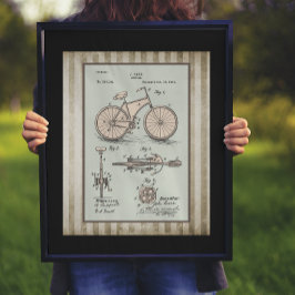 Vintag 1894 Carr Bicycle Patent Poster