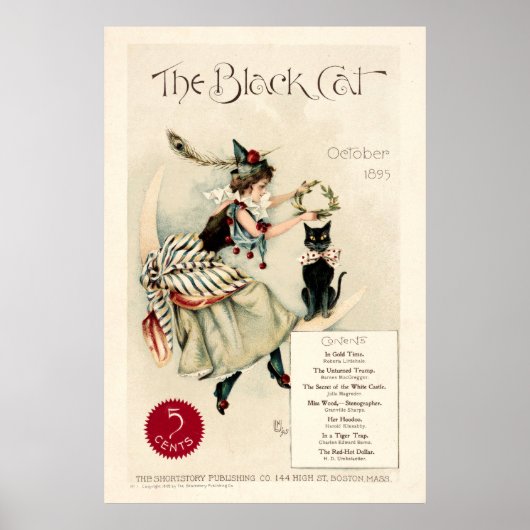 Vintag 1895 "The Black Cat" Cover Art Poster (Vorne)