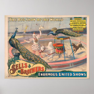 Vintag 1895 verkauft Brothers Circus Poster