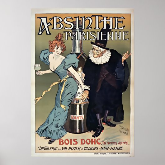 Vintag 1896 Jugendstil Absinth Parisienne Poster (Vorne)
