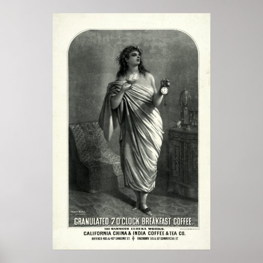 Vintag 1896 Kaffeewerbung Poster (Vorne)