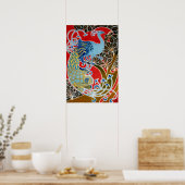 Vintag 1898 Jugendstil-Pfau von Gisbert Combaz Poster (Küche)